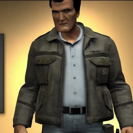 Image similar to a screenshot of bruce campbell in resident evil. 3 d rendering. unreal engine. amazing likeness. very detailed. cartoon caricature