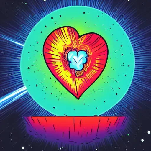 Image similar to 2 planet collapse particle fusion element macro cosmic heart art by butcher billy, sticker, colorful, illustration, highly detailed, simple, smooth and clean vector curves, no jagged lines, vector art, smooth