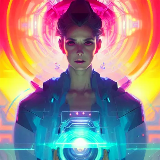 Prompt: a netrunner vortex, vaporwave aesthetic, colorful, psychedelic, digital painting, artstation, concept art, smooth, sharp focus, illustration, art by artgerm and greg rutkowski and alphonse mucha