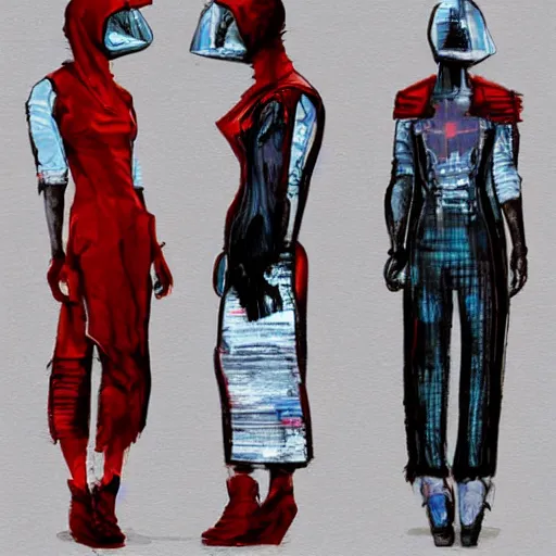 Image similar to dystopian fashion incorporating red white and blue, brutalist fashion show, studio lighting, concept art