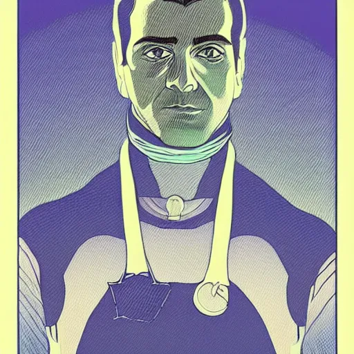 Image similar to “ oscar isaac retro minimalist portrait by jean giraud, moebius starwatcher comic, sharp, smooth face, 8 k ”