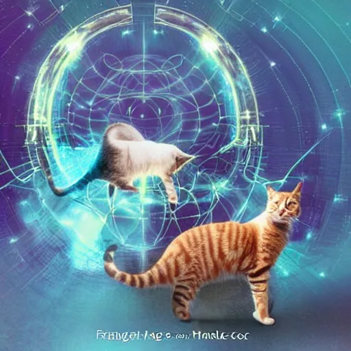 Prompt: strange attractor, but with cats in cyberspace, fantasy