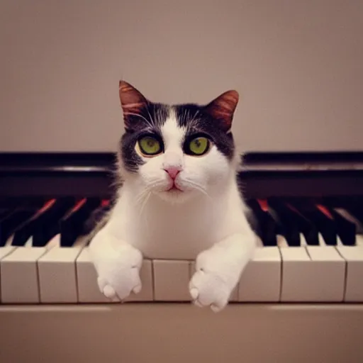 Prompt: “ cat sitting on piano, professional photography ”