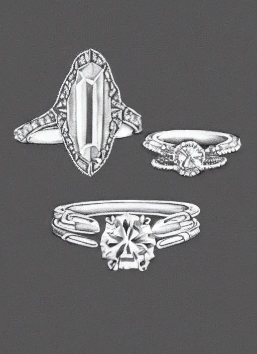 Image similar to modern single line illustration of engagement rings