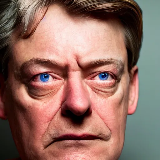 Prompt: uhd candid photo of stephen j. fry, with accurate face, uhd, studio lighting, correct face, photo by annie leibovitz