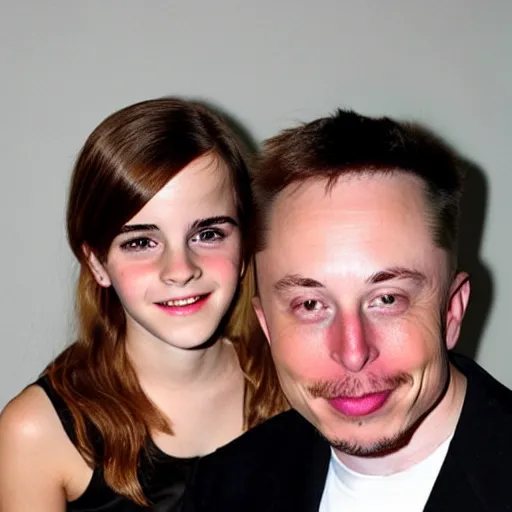 Image similar to young emma watson asking her father elon musk to go out very detailed