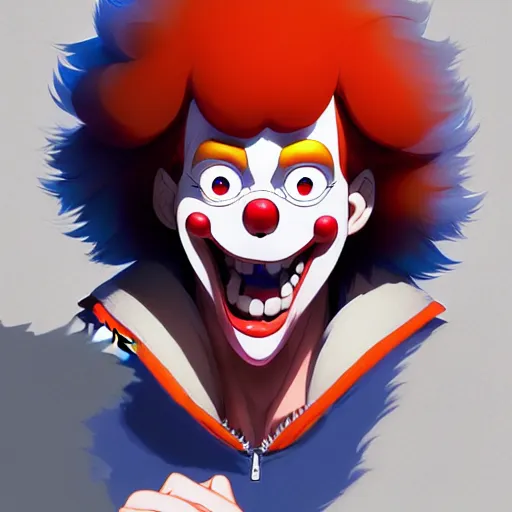 Image similar to bozo the clown, portrait shinkai makoto studio ghibli studio key hideaki anno sakimichan stanley artgerm lau rossdraws james jean marc simonetti elegant highly detailed digital painting artstation pixiv