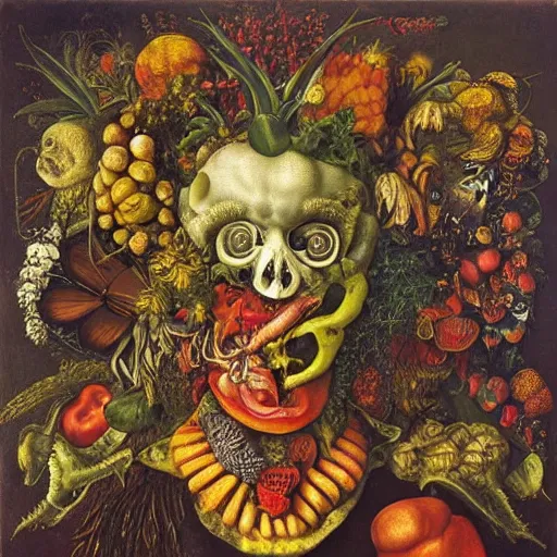 Image similar to album cover, psychedelic, giuseppe arcimboldo