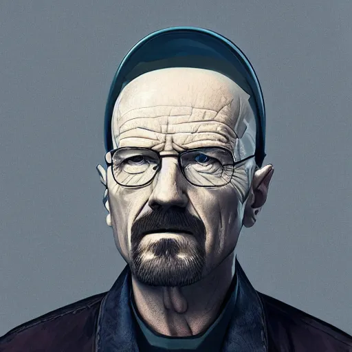 Image similar to Walter White in Disco Elysium, hyperdetailed stylistic character portrait, ArtStation, cgsociety, 8k