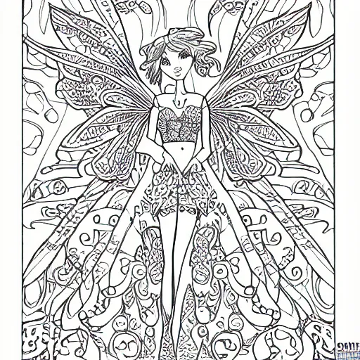 Fairy adults coloring page line art 20501941 Vector Art at Vecteezy