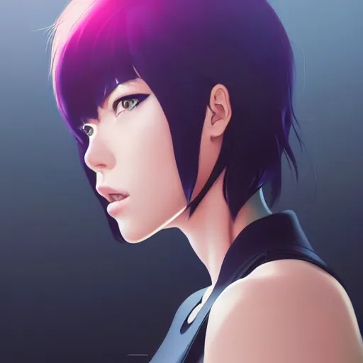 Image similar to a portrait of a beautiful motoko kusanagi, art by ilya kuvshinov and wlop and artgerm and josan gonzalez, digital art, highly detailed, intricate, sharp focus, trending on artstation hq, deviantart, pinterest, unreal engine 5, 4 k uhd image