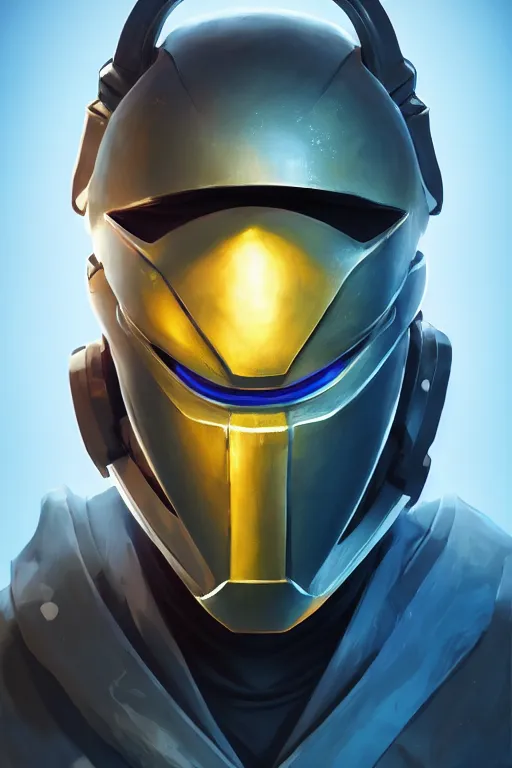 Image similar to epic mask helmet robot ninja portrait stylized as fornite style game design fanart by concept artist gervasio canda, behance hd by jesper ejsing, by rhads, makoto shinkai and lois van baarle, ilya kuvshinov, rossdraws global illumination radiating a glowing aura global illumination ray tracing hdr render in unreal engine 5