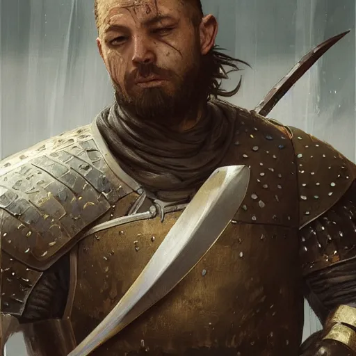 Prompt: Portrait of a medieval fighter with a spear, 14th century, d&d, character, marvel comics, dark, intricate, highly detailed, smooth, artstation, digital illustration by Ruan Jia and Mandy Jurgens and Artgerm and Wayne Barlowe and Greg Rutkowski and Frank Frazetta