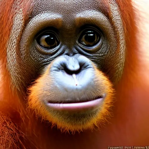 Image similar to portrait of a baby orangutan, cute