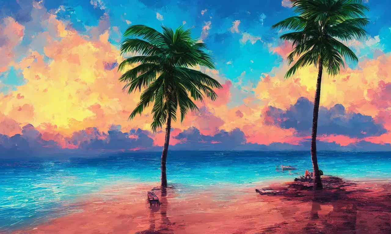 Image similar to paradise beach by alena aenami artworks in 4 k