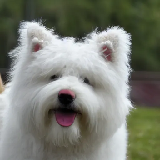 Prompt: fat fluffy white hair dog