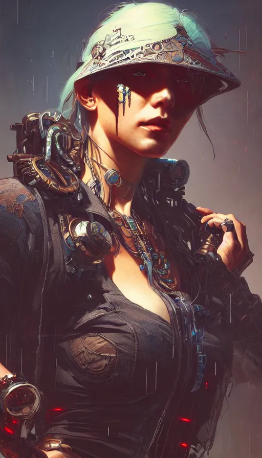 Image similar to cyberpunk western, insane, intricate, highly detailed, digital painting, artstation, concept art, smooth, sharp focus, illustration, Unreal Engine 5, 8K, art by artgerm and greg rutkowski and alphonse mucha