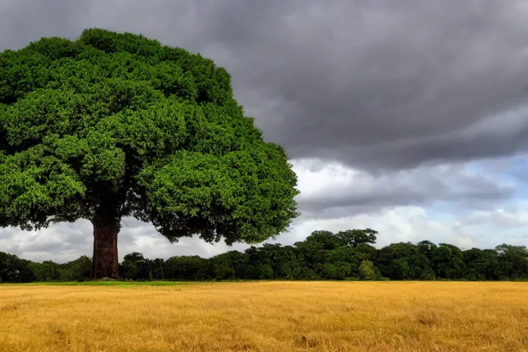 Prompt: a huge tree reaching the clouds