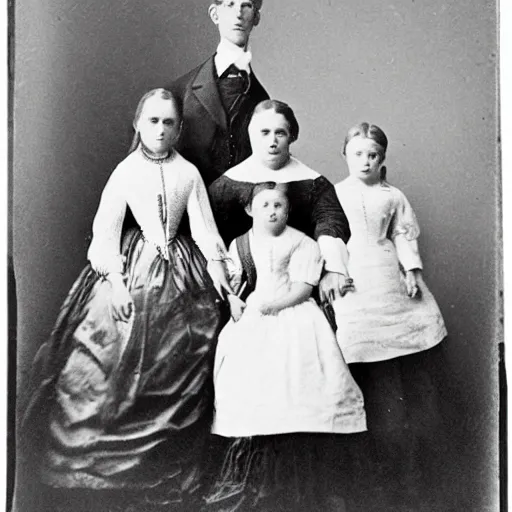 Prompt: 1 8 0 0 s family taking a portrait with a ghost, historical photograph