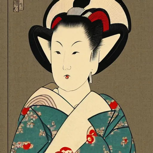 Prompt: geisha, in style of Ukiyo-e