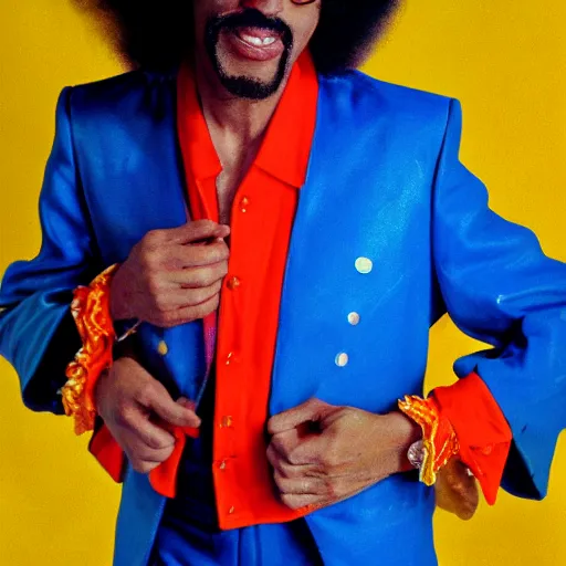 Prompt: funkiest grooviest man in the world, 70s disco jacket, photograph portrait