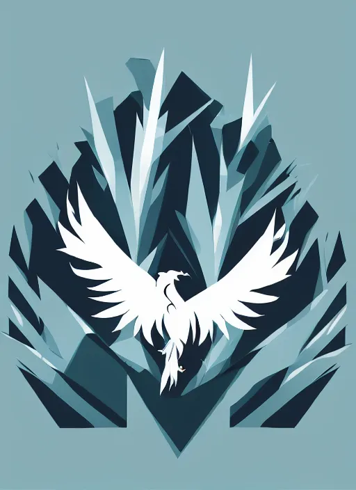 Image similar to white phoenix on salt mountain simple background simplified design geometric graphic design chris chaw style