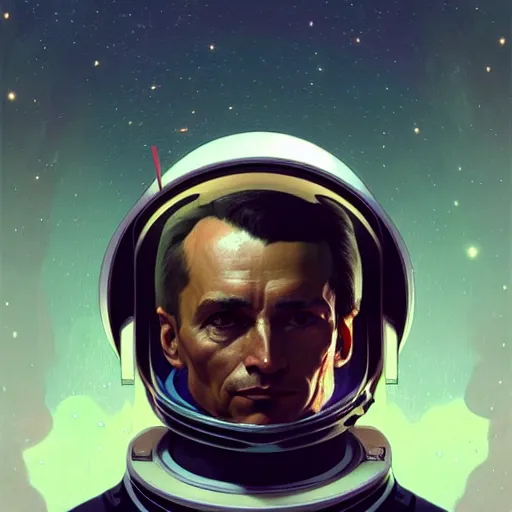 Image similar to portrait of a vicotrian astronaut man in suit by darek zabrocki and greg ruthkowski, alphonse mucha, simon stalenhag and cinematic and atmospheric, concept art, artstation, trending on artstation