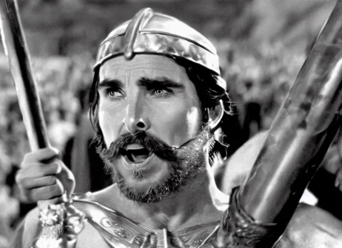 Image similar to film still of Christian Bale as Judah Ben-Hur in Ben Hur 1959