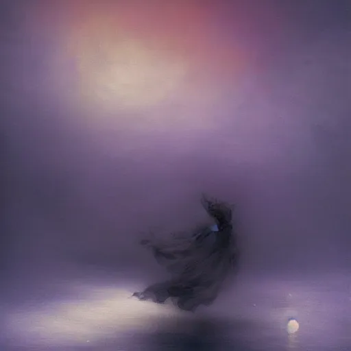 Image similar to the moonlit dance of the fae by marcel caram and elena vizerskaya and ivan aivazovsky, impresion de giclee arte abstracto, fantasy space, 8 k, award winning, atmospheric, artstation, surreal, abstract, pastels, matte, volumetric lighting