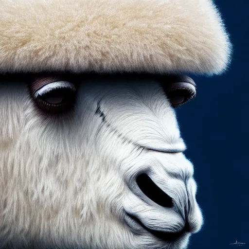 Image similar to beautiful serene intricate portrait of a realistic astronaut llama. soft focus, 8 k, art by irakli nadar, hyperrealism, hyperdetailed, ultra realistic