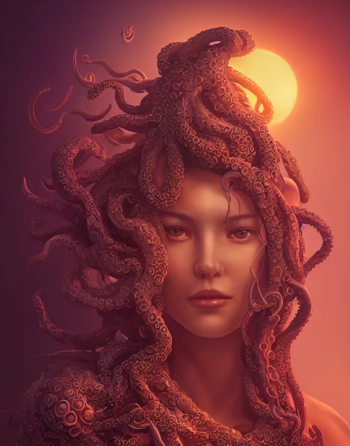 Image similar to goddess portrait. octopus phoenix head. intricate artwork by Tooth Wu and wlop and beeple and dan mumford. octane render, trending on artstation, greg rutkowski very coherent symmetrical artwork. cinematic, hyper realism, high detail, octane render, 8k, depth of field, bokeh