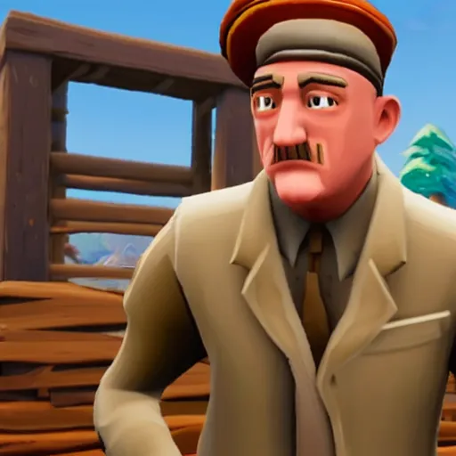 Prompt: screenshot of hitler in fortnite