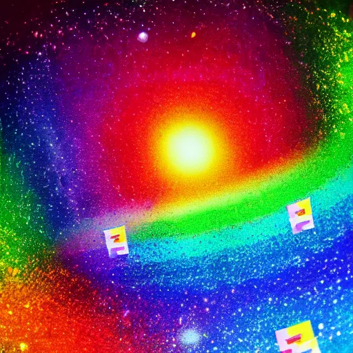 Prompt: nyancat, lifelike photography, vivid colors, space, rainbow