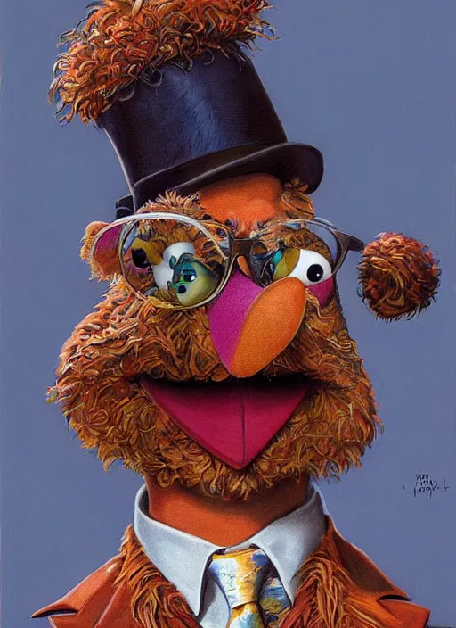 Image similar to portrait of Gonzo from the Muppets in Society (1989), highly detailed, centered, solid color background, digital painting, artstation, concept art, smooth, sharp focus, illustration, artgerm, donato giancola, Joseph Christian Leyendecker, Les Edwards, Ed Repka, WLOP, Artgerm