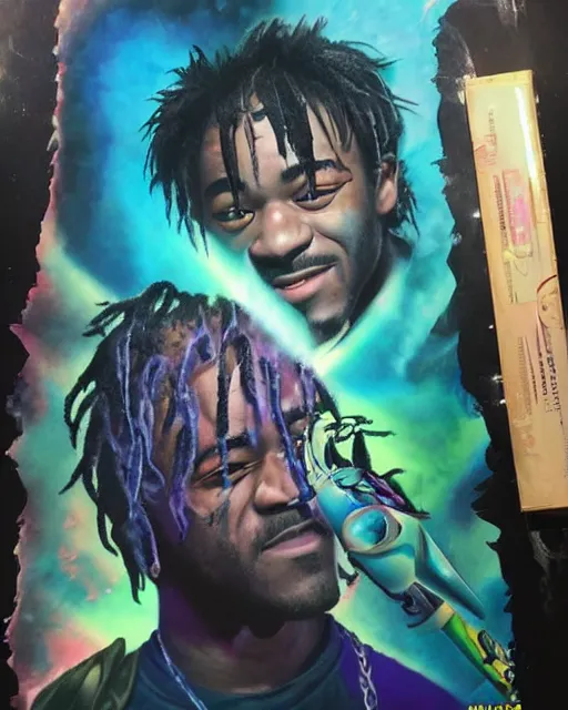 Image similar to lil uzi vert, airbrush, drew struzan illustration art, key art, movie poster