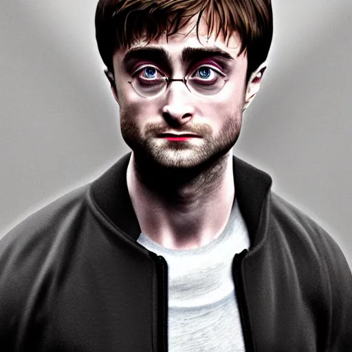 Prompt: photorealistic daniel radcliffe is ripped. hyperdetailed photorealism, 1 0 8 megapixels, amazing depth, high resolution, 3 d shading, 3 d finalrender, 3 d cinematic lighting, glowing rich colors, psychedelic overtones, artstation concept art.