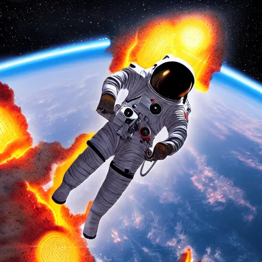 Image similar to astronaut see on destroing of earth in space, highly detailed, digital painting