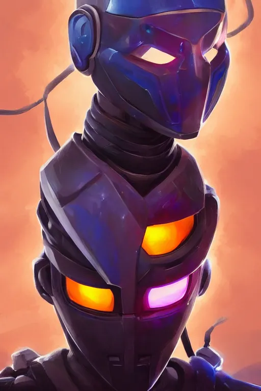 Image similar to epic mask helmet robot ninja portrait stylized as fornite style game design fanart by concept artist gervasio canda, behance hd by jesper ejsing, by rhads, makoto shinkai and lois van baarle, ilya kuvshinov, rossdraws global illumination radiating a glowing aura global illumination ray tracing hdr render in unreal engine 5