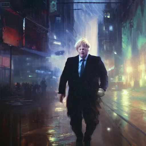 Prompt: boris johnson, hyperrealistic portrait, bladerunner street, art of elysium by jeremy mann and alphonse mucha, fantasy art, photo realistic, dynamic lighting, artstation, poster, volumetric lighting, very detailed face, 4 k, award winning