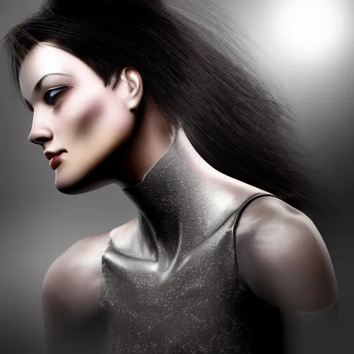 Image similar to a woman side portrait, ps 3 concept graphics