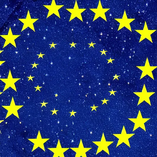 Prompt: the eu flag but the stars are replaced with crowns