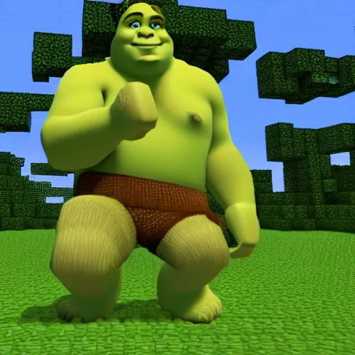 Image similar to shrek in minecraft