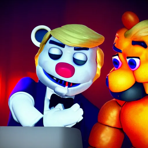 Image similar to donald trump flirting at five nights at freddys