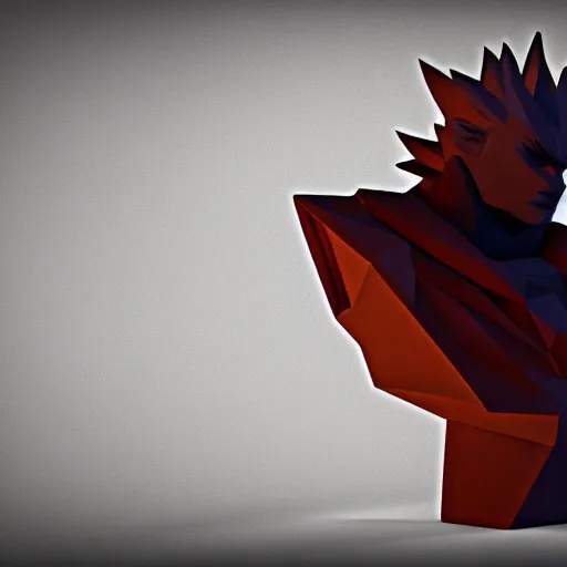 Prompt: low poly render of garou, concept art, unreal engine