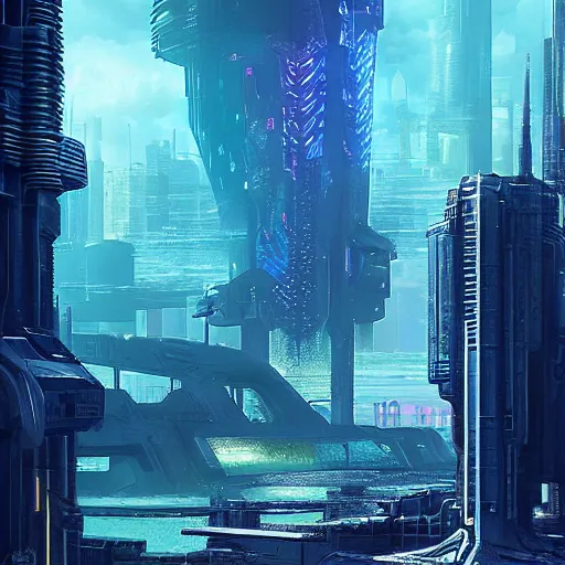 Image similar to Cyberpunk Atlantis