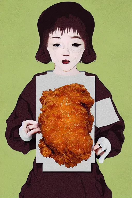 Image similar to kawaii fried chicken portrait, renaissance