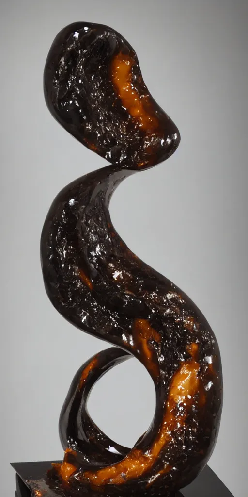 Image similar to obsidian caramel sculpture, award winning photo