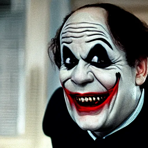 Prompt: george costanza as the joker in tim burton's batman ( 1 9 8 9 )