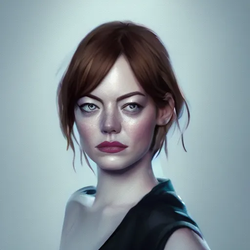 Image similar to portrait of emma stone ,digital art photorealistic art by greg rutkowski high detail comic sharp vector lineart dramtic lighting artstation by trevor henderson by rossd raws cinematic dramatic