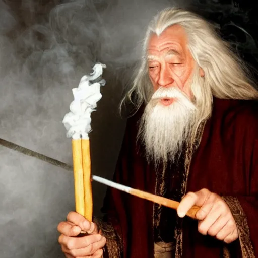 Image similar to gandalf smoking a joint